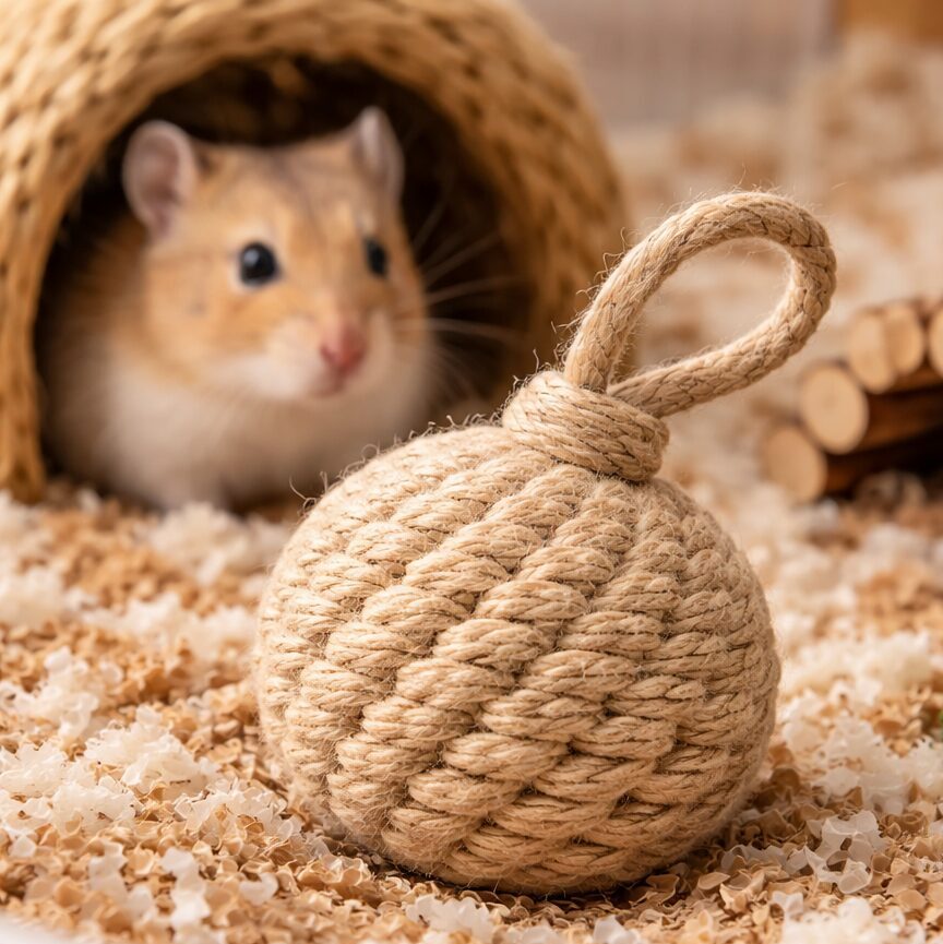 麻紐のハムスター用おもちゃのイメージ