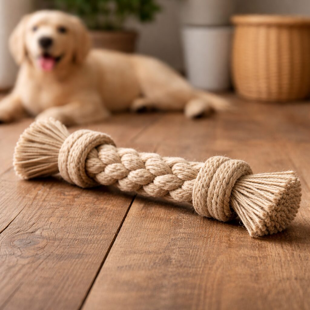 麻紐の犬用おもちゃのイメージ