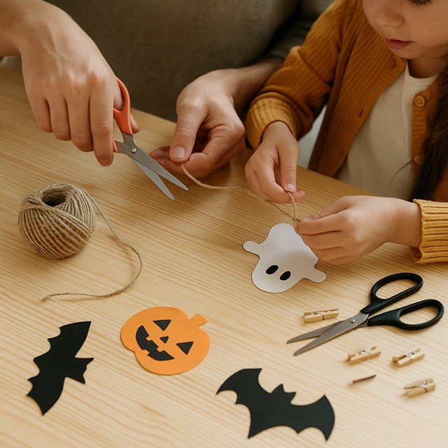 麻紐を使ってハロウィン飾り